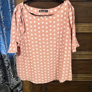 7th Avenue Pink and White Polka Dot Blouse